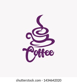Coffee shop logo. Hot and sweet drinks symbols and emblems