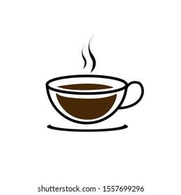 Coffee shop logo. Coffee logo for coffee house or shop. Vector badge or logotype with cup. Vector illustration.