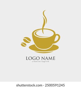 Coffee shop logo, coffee icon, coffee shop, cup, grain, bean fully editable vector logo template