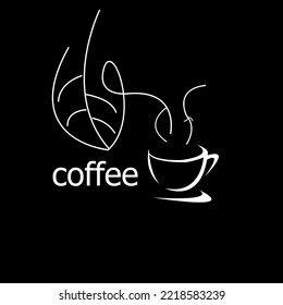 coffee shop logo with leaf draft simple black and white