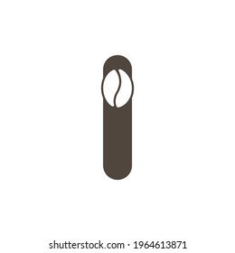 Coffee Shop Logo. Letter I with Negative Space Coffee Icon Inside. Vector Design Template