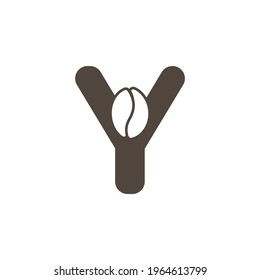 Coffee Shop Logo. Letter Y with Negative Space Coffee Icon Inside. Vector Design Template