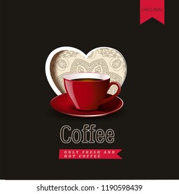 Coffee shop logo and menu design vector brochure template. 