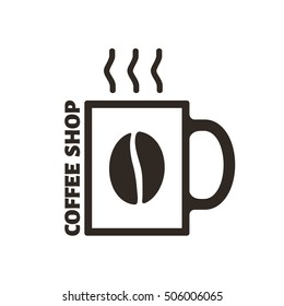 Coffee shop logo, mug, coffee bean