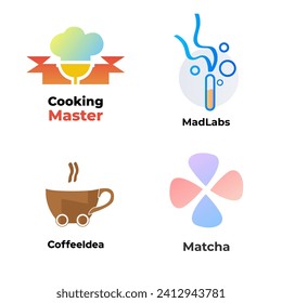 Coffee shop logo pack design template. Coffee cup and chef hat icon.