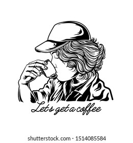 coffee shop logo with quote text