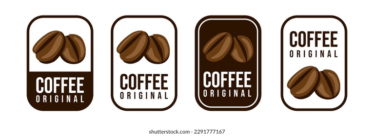 Coffee shop logo. retro badge coffee bean and leaf branch with mountain natural icon line stamp logo vector design in vintage hipster modern style, premium coffee shop bar brand symbol icon