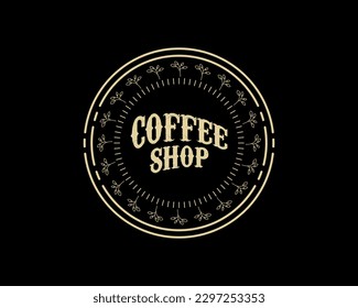 coffee shop logo. retro badge coffee and flower icon in vintage hipster modern style, premium coffee shop bar brand symbol icon