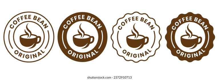 Coffee shop logo. retro badge coffee bean and leaf branch with mountain natural icon line stamp logo vector design in vintage hipster modern style, premium coffee shop bar brand symbol icon