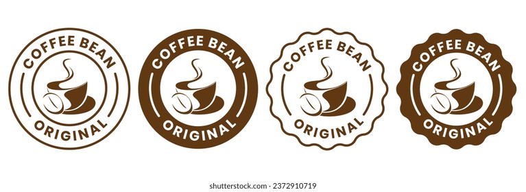 Coffee shop logo. retro badge coffee bean and leaf branch with mountain natural icon line stamp logo vector design in vintage hipster modern style, premium coffee shop bar brand symbol icon