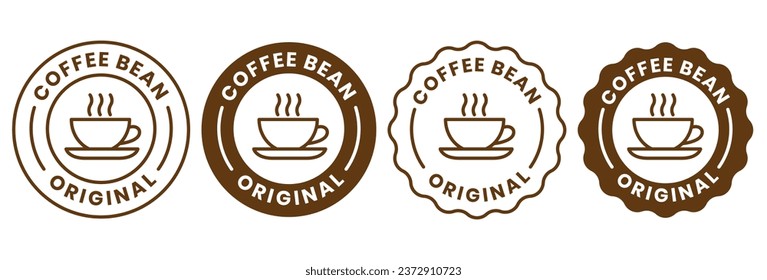 Coffee shop logo. retro badge coffee bean and leaf branch with mountain natural icon line stamp logo vector design in vintage hipster modern style, premium coffee shop bar brand symbol icon