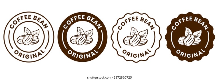 Coffee shop logo. retro badge coffee bean and leaf branch with mountain natural icon line stamp logo vector design in vintage hipster modern style, premium coffee shop bar brand symbol icon