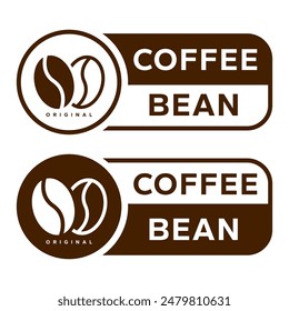 Logo de la cafetería. Insignia retro de grano de café y rama de hoja con línea de icono natural de la montaña sello logo diseño de Vector en estilo moderno vintage hipster, barra de cafetería premium símbolo de la marca.