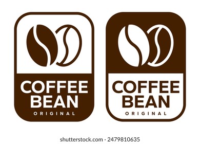 Coffee shop logo. Retro badge coffee bean and leaf branch with mountain natural icon line stamp logo vector design in vintage hipster modern style, premium coffee shop bar brand symbol icon.