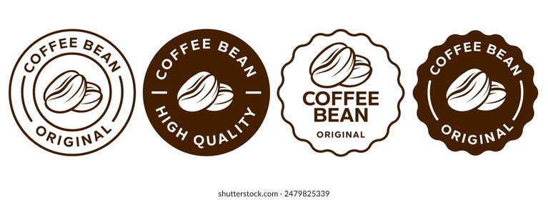 Coffee shop logo. Retro badge coffee bean and leaf branch with mountain natural icon line stamp logo vector design in vintage hipster modern style, premium coffee shop bar brand symbol icon.