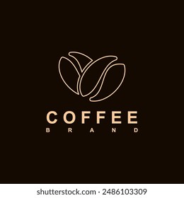 Coffee shop logo. Retro badge coffee beans and leaf branch with natural natural icon line stamp logo vector design modern hipster vintage style. Premium coffee shop bar brand symbol icon.