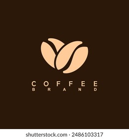 Coffee Shop Logo. Retro Abzeichen Kaffeebohnen und Blatt Zweig mit natürlichen Ikone Linie Stempel Logo Vektorgrafik Design moderne Hipster Vintage Stil. Premium Coffee Shop Bar brandes Symbol.