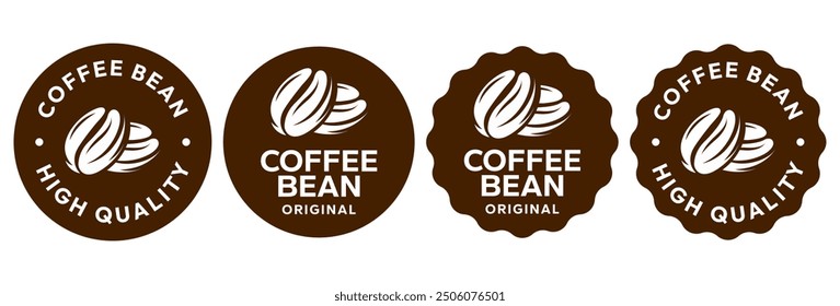 Coffee shop logo. Retro badge coffee bean and leaf branch with mountain natural icon line stamp logo vector design in vintage hipster modern style, premium coffee shop bar brand symbol icon.