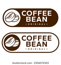 Logo de la cafetería. Insignia retro grano de café y rama de hoja con el logotipo de la línea del icono natural de la montaña diseño de Vector en estilo moderno hipster vintage, icono de la marca de la barra de café premium.