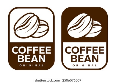 Logo de la cafetería. Insignia retro grano de café y rama de hoja con el logotipo de la línea del icono natural de la montaña diseño de Vector en estilo moderno hipster vintage, icono de la marca de la barra de café premium.