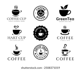 Logo de la cafetería. Insignia retro de café y té de diseño de logotipo. Plantillas de diseño de logo de Café, Restaurante, Cafetería.