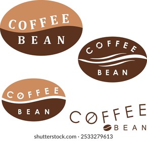 Coffee shop logo. Retro badge coffee bean and simple icon line stamp logo vector design in vintage modern style