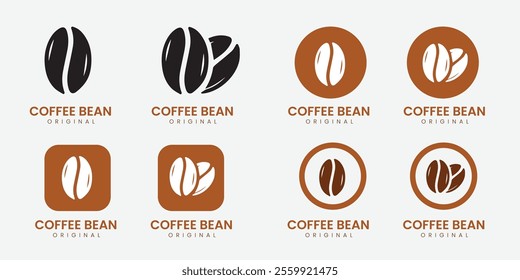 Coffee shop logo. Retro badge coffee bean with mountain natural icon line stamp logo design in vintage hipster modern style, premium coffee shop bar brand symbol icon.