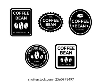 Coffee shop logo. Retro badge coffee beans vector design logo stamp line icon in vintage hipster modern style.