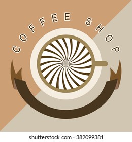 Coffee Shop Logo With Ribbon