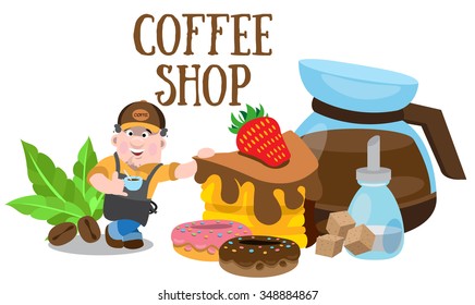 Coffee shop, logo, service