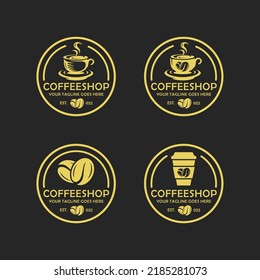 Vector de conjunto de logotipo de la cafetería