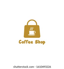 Coffee Shop logo simple bag gold minimalist
