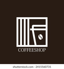 The coffee shop logo is simple and has a modern feel with a combination of brown and white