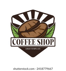 Plantilla de logotipo de café con símbolo de habas de café