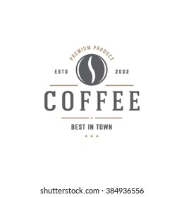 Plantilla con el logotipo del Café. Silhouette Bean Aislada De Fondo Blanco. Objeto vector para etiquetas, distintivos, diseño de logotipos. Logotipo del café, Logotipo de café, Símbolo de café, logotipo retro, icono de café