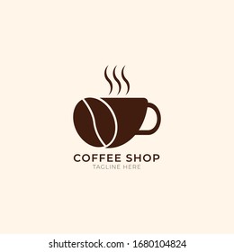 plantilla de logotipo de la cafetería con ilustración vectorial de café y café