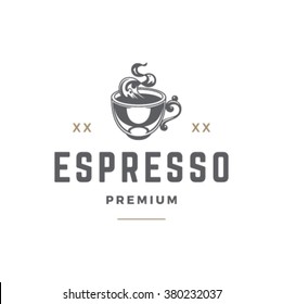 Coffee Shop Logo Template. Coffee Cup or Tea Silhouette Isolated On White Background. Vector object for Labels, Badges, Logos Design. Coffee Logo, Tea Logo, Coffee Cup Silhouette, Retro Logo, Cup Icon