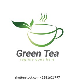 Coffee shop logo template design, Green tea logo.