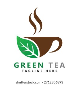 Coffee shop logo template design green tea logo