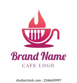 Logo-Vorlage für Kaffeeshop mit heißem Kaffee-Symbol