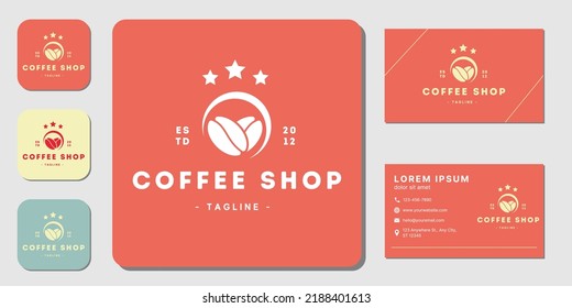 coffee shop logo template illustration design vector and business card
