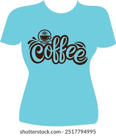 Coffee, coffee shop logo template - modern calligraphy style design. Vector inscription with ribbon. Isolated , T shirt, icon, background.