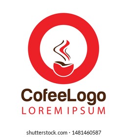 Coffee shop logo template, natural abstract coffee cup with steam, coffee house emblem, creative cafe logotype, modern trendy symbol design vector illustration isolated on white background sign