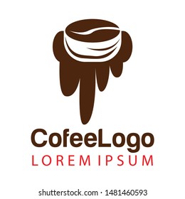 Coffee shop logo template, natural abstract coffee cup with steam, coffee house emblem, creative cafe logotype, modern trendy symbol design vector illustration isolated on white background sign