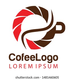 Coffee shop logo template, natural abstract coffee cup with steam, coffee house emblem, creative cafe logotype, modern trendy symbol design vector illustration isolated on white background sign