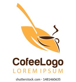 Coffee shop logo template, natural abstract coffee cup with steam, coffee house emblem, creative cafe logotype, modern trendy symbol design vector illustration isolated on white background sign