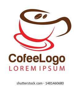Coffee shop logo template, natural abstract coffee cup with steam, coffee house emblem, creative cafe logotype, modern trendy symbol design vector illustration isolated on white background sign