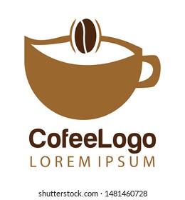 Coffee shop logo template, natural abstract coffee cup with steam, coffee house emblem, creative cafe logotype, modern trendy symbol design vector illustration isolated on white background sign