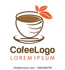 Coffee shop logo template, natural abstract coffee cup with steam, coffee house emblem, creative cafe logotype, modern trendy symbol design vector illustration isolated on white background sign