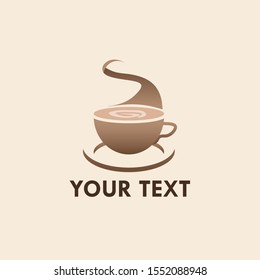 Coffee shop logo template, natural abstract coffee cup with steam, coffee house emblem, creative cafe logotype, modern trendy symbol design vector illustration isolated